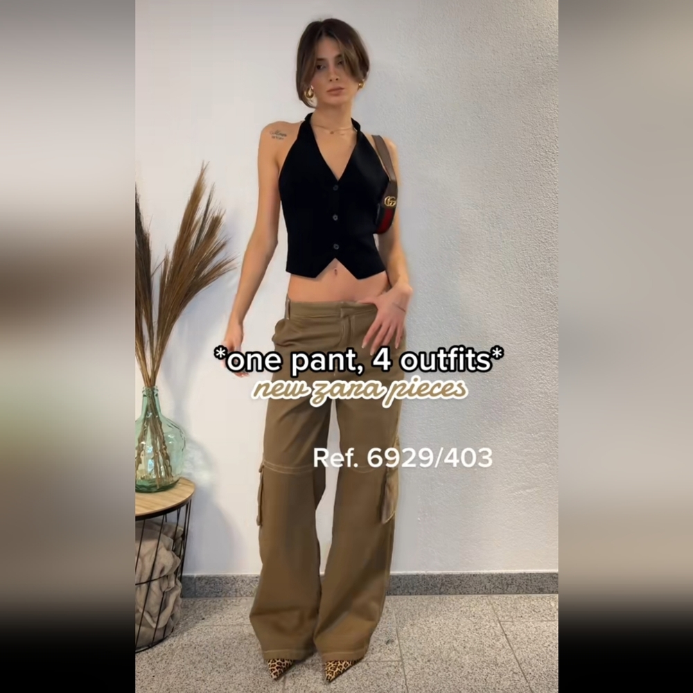 NWT Zara high waisted wide leg cargo pants - Picture 11 of 16